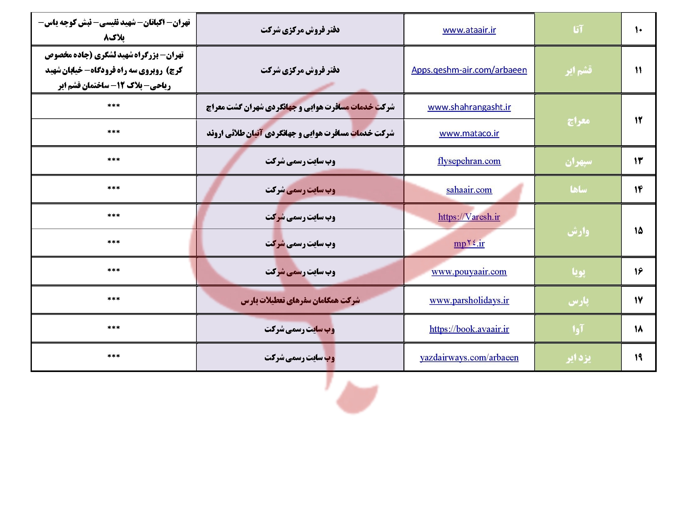 لیست کانال&zwnj;های عرضه و فروش مجاز بلیت پروازهای اربعین ۱۴۰۴ منتشر شد
