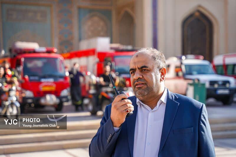 مانور بزرگ «ایمنی، امداد و نجات»، در حرم شاهچراغ برگزار شد + تصاویر