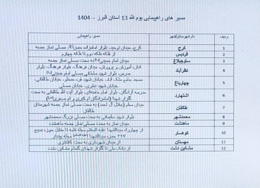 برگزاری راهپیمایی یوم الله ۱۳ آبان در البرز