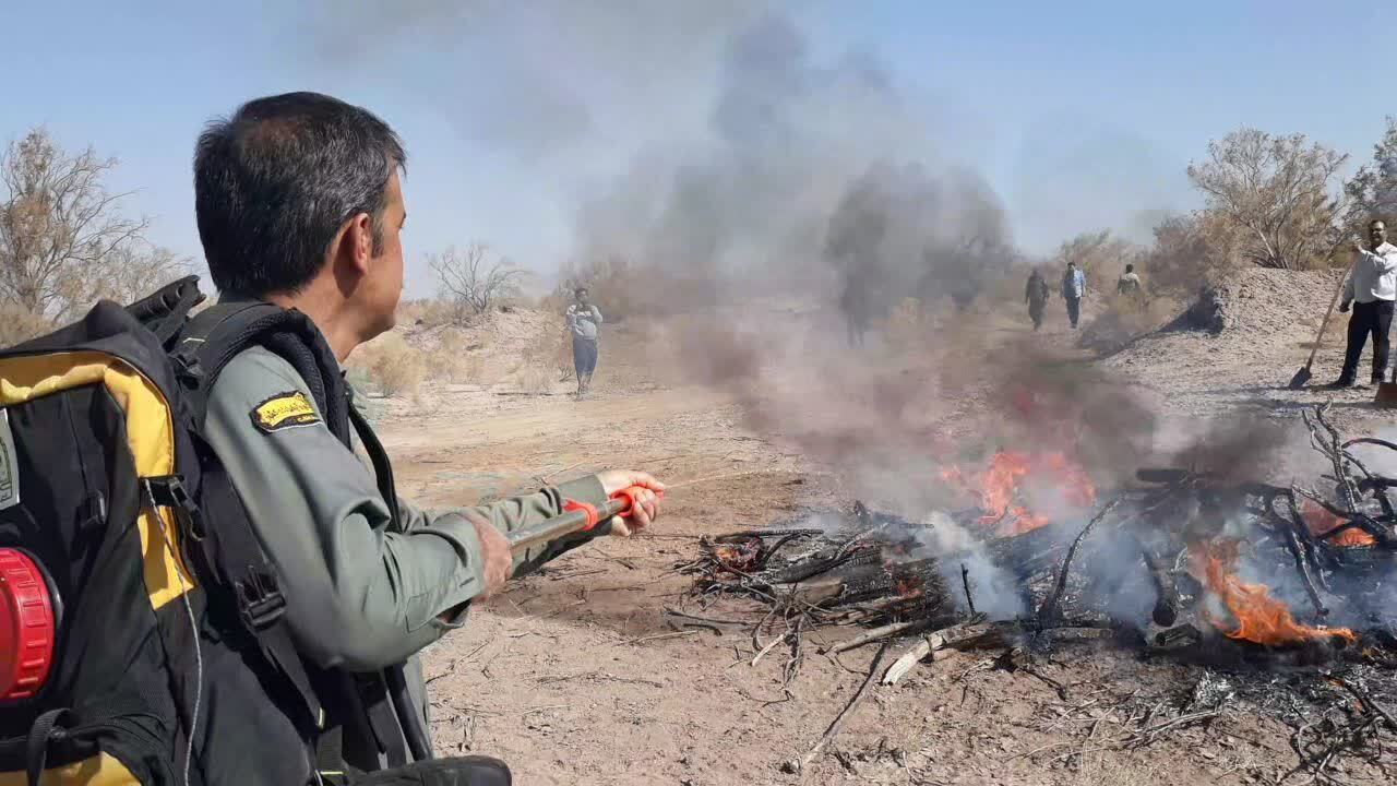 مانور اطفای حریق در عرصه‌های جنگلی و مرتعی شهرستان کرمان برگزار شد