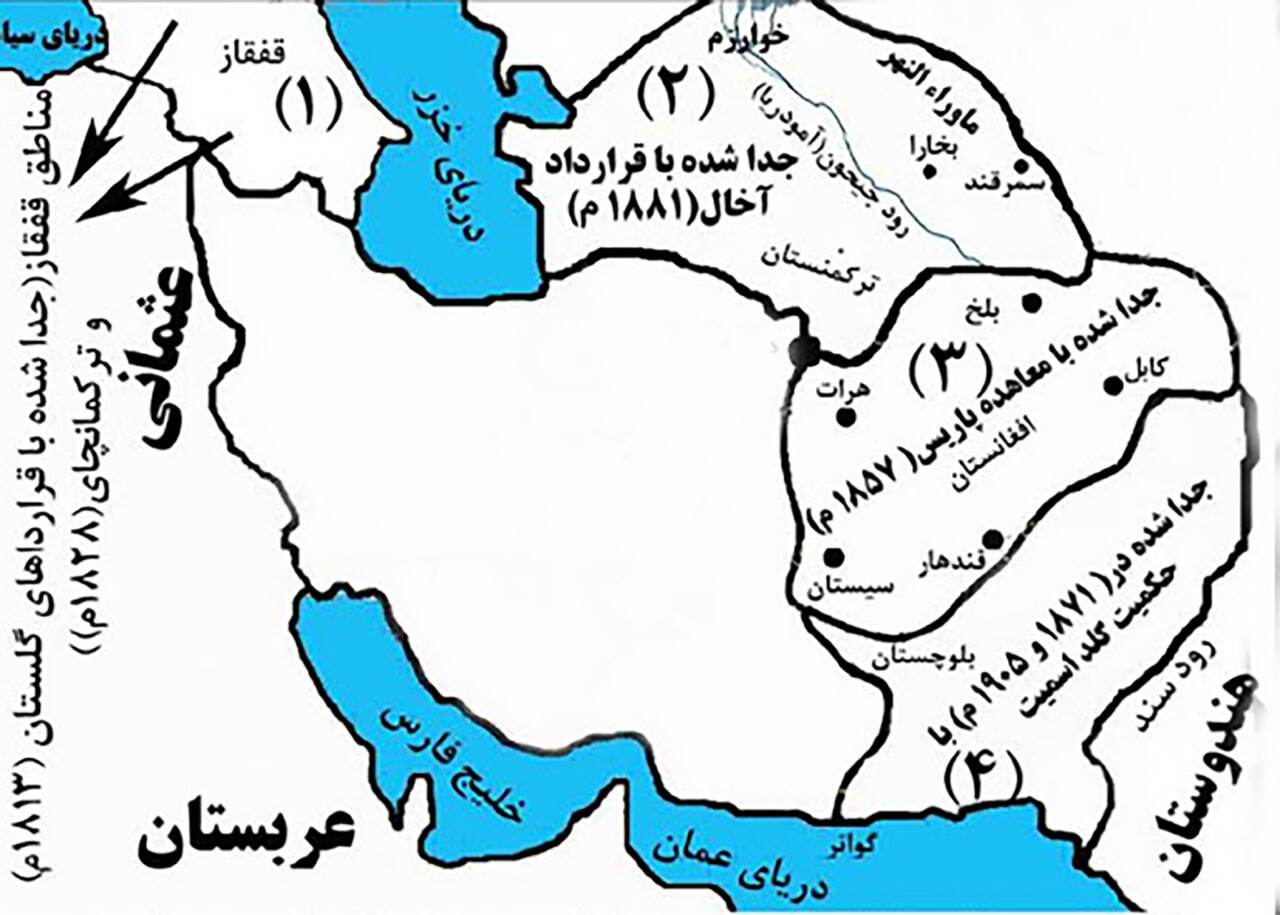 نقشه قدیمی ایران پیش از جدایی بخش هایی از خاکش