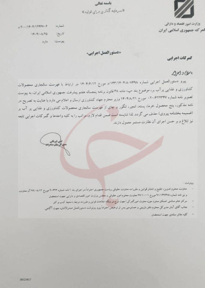 حذف ۵ محصول کشاورزی پر آب بر از لیست آب بر بودن