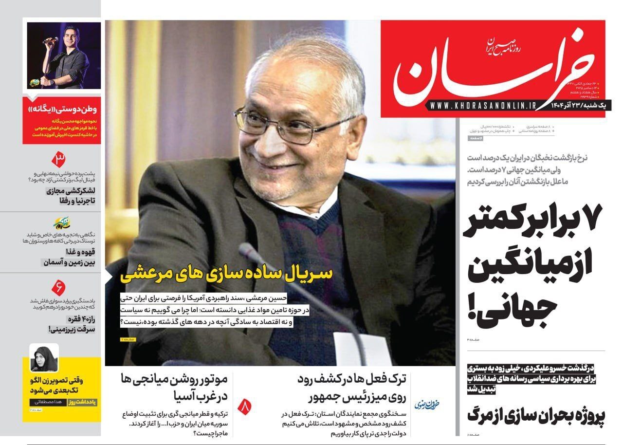 صفحه نخست روزنامهها - یکشنبه ۲۳ آذر صفحه نخست روزنامهها - یکشنبه ۲۳ آذر