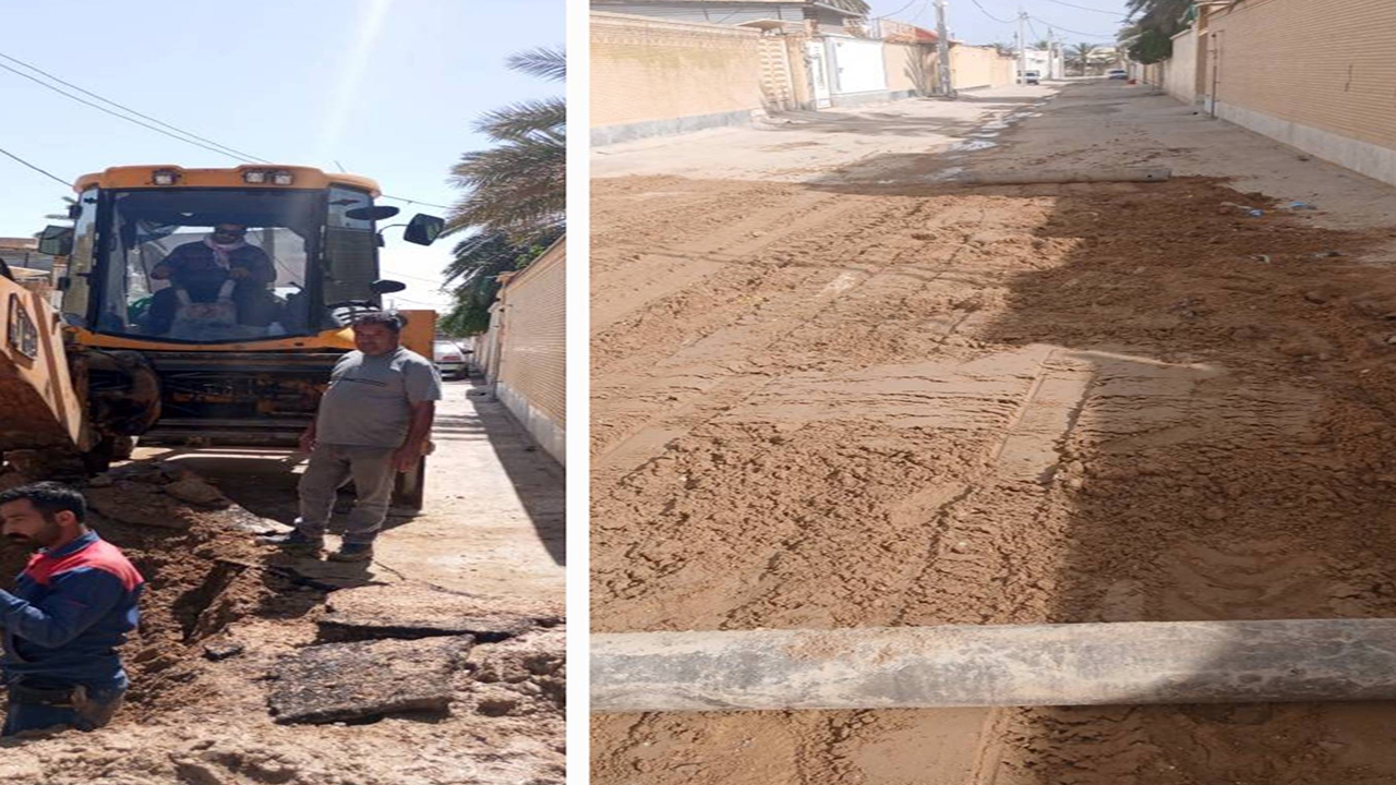 شکستگی خط لوله در خنج و خرامه برطرف شد
