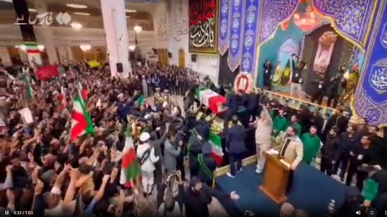 وداع با پیکر شهید امیر سپهبد موسوی در قم +فیلم