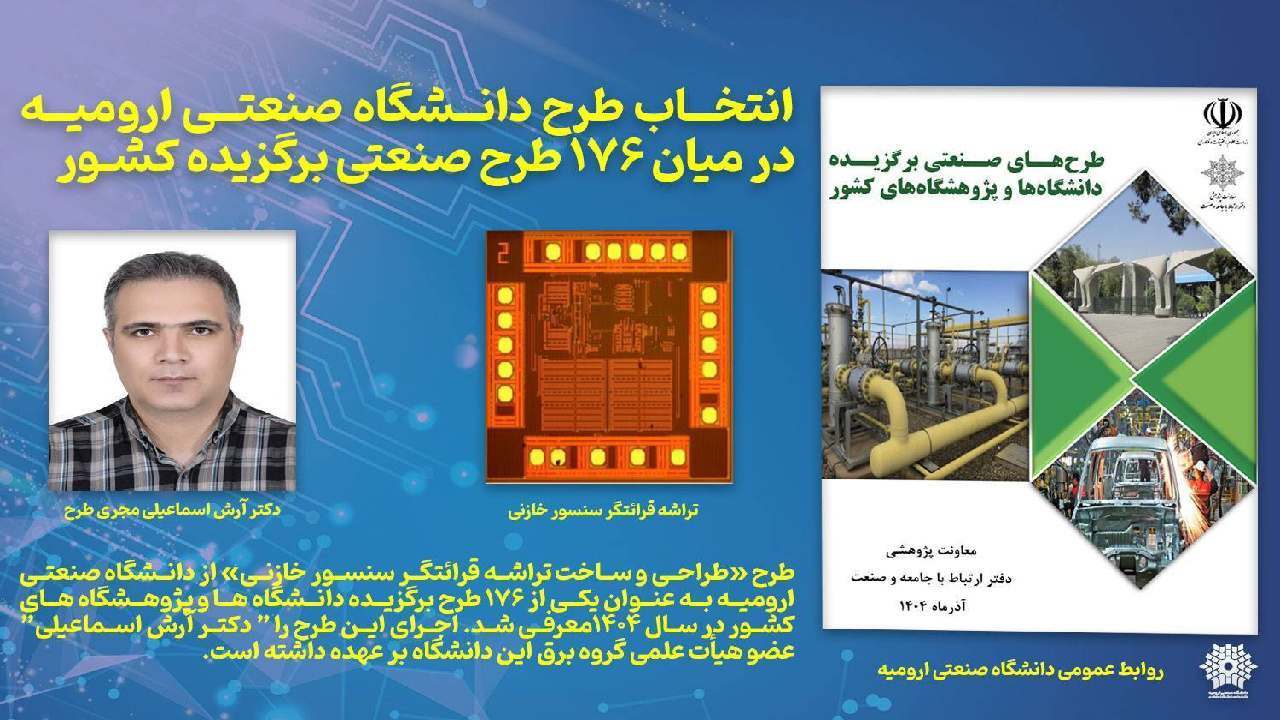 انتخاب طرح دانشگاه صنعتی ارومیه در میان ۱۷۶ طرح صنعتی برگزیده کشور