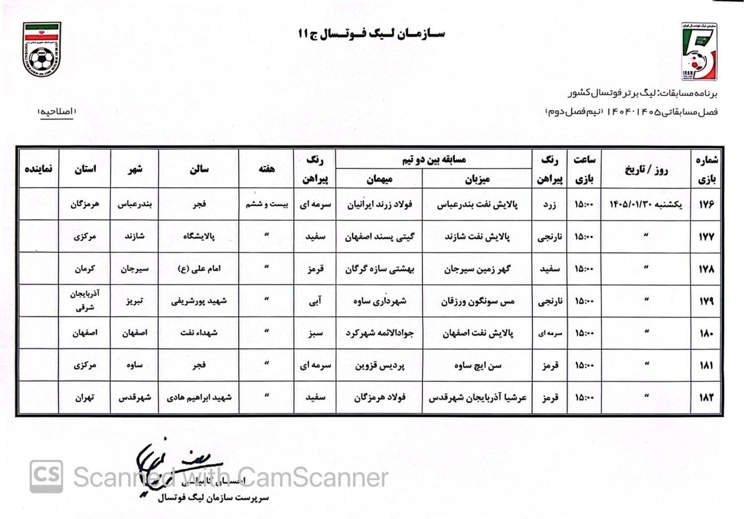 هفته پایانی لیگ برتر فوتسال ۳۰ فروردین پیگیری میشود