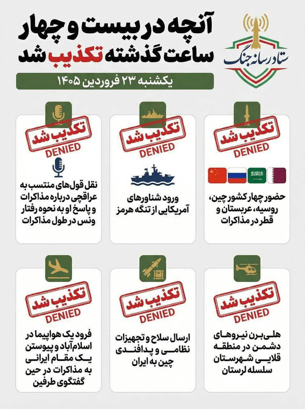 تکذیب اخبار جعلی منتشر شده در جریان مذاکرات پاکستان
