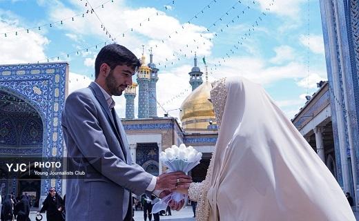 میزبانی اتاق عقد حرم حضرت معصومه(س) از ۹۰ زوج جوان در روز ازدواج + تصاویر