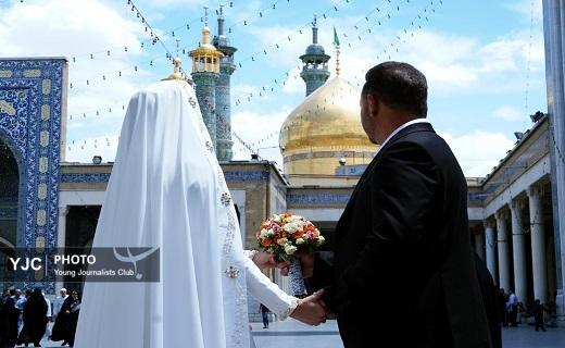 میزبانی اتاق عقد حرم حضرت معصومه(س) از ۹۰ زوج جوان در روز ازدواج + تصاویر