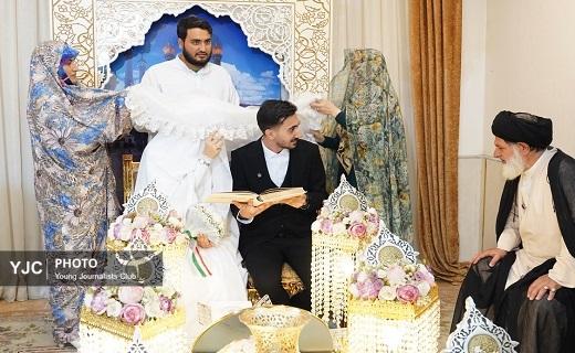 میزبانی اتاق عقد حرم حضرت معصومه(س) از ۹۰ زوج جوان در روز ازدواج + تصاویر