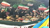 رژه سربازان دهه نودی قمی با پرچم مقدس جمهوری اسلامی ایران+ ف