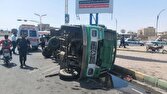 برخورد اتوبوس و مینی‌بوس در کاشان/ ۱۸ نفر مصدوم شدند