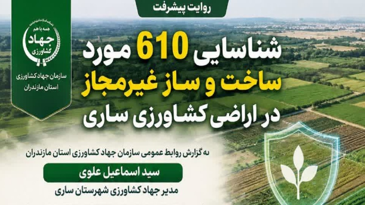 باشگاه خبرنگاران -شناسایی ۶۱۰ مورد ساخت‌ و ساز غیرمجاز در اراضی کشاورزی ساری