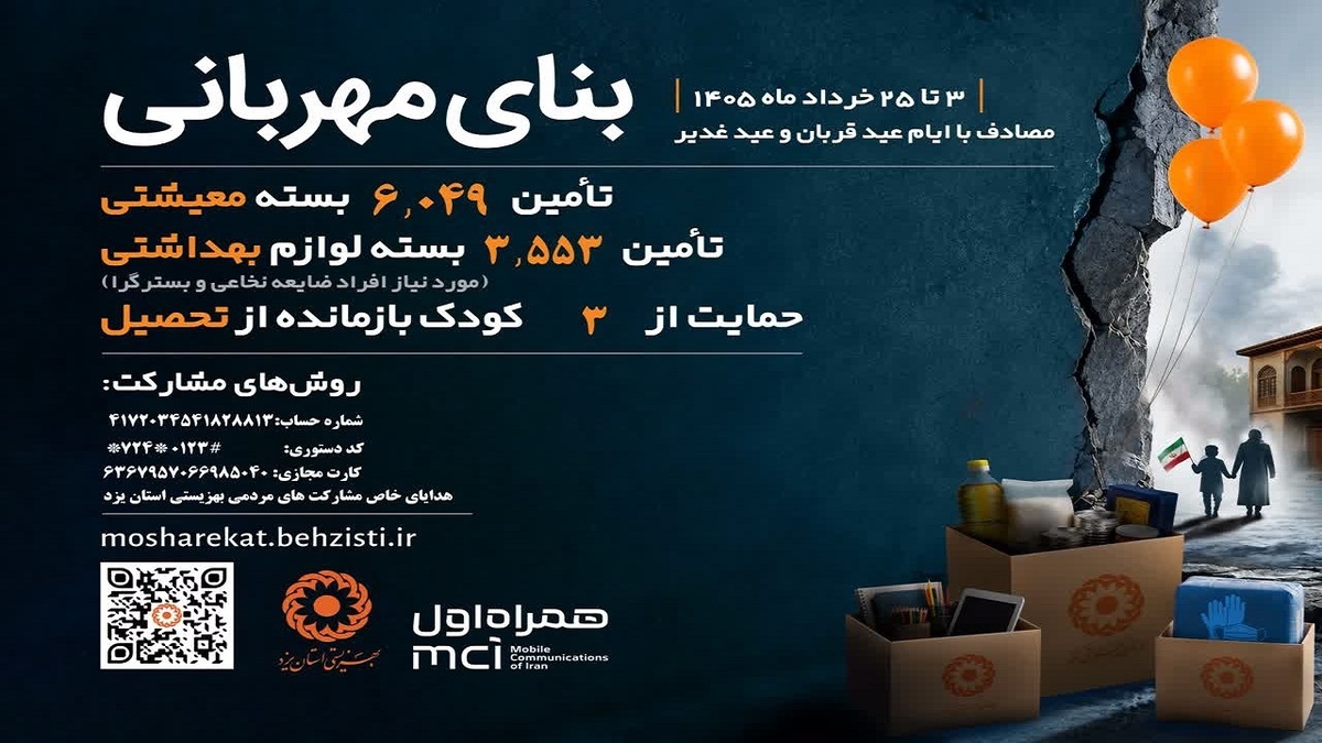 باشگاه خبرنگاران -آغاز پویش ملی «بنای مهربانی» در یزد؛ حمایت از کودکان بازمانده از تحصیل و تأمین بسته‌های معیشتی و بهداشتی