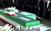 اقامه نماز بر پیکر مطهر رهبر شهید در قم به امامت آیت الله جوادی آملی + فیلم
