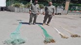 جمع‌آوری چهار رشته تور ماهیگیری غیرمجاز از دریاچه پشت سد شهرچای