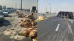 ترافیک سنگین در آزادراه قزوین - کرج بر اثر واژگونی کامیون حامل برنج