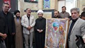 رونمایی ازطرح تابلوفرش نفیس ابریشمین با طرح «شهید امت» در خوی + عکس