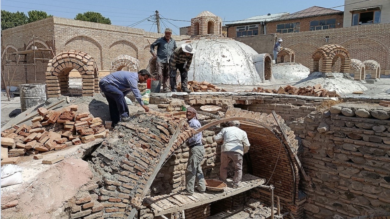 ادامه مرمت حمام تاریخی خواجه نصیر مراغه