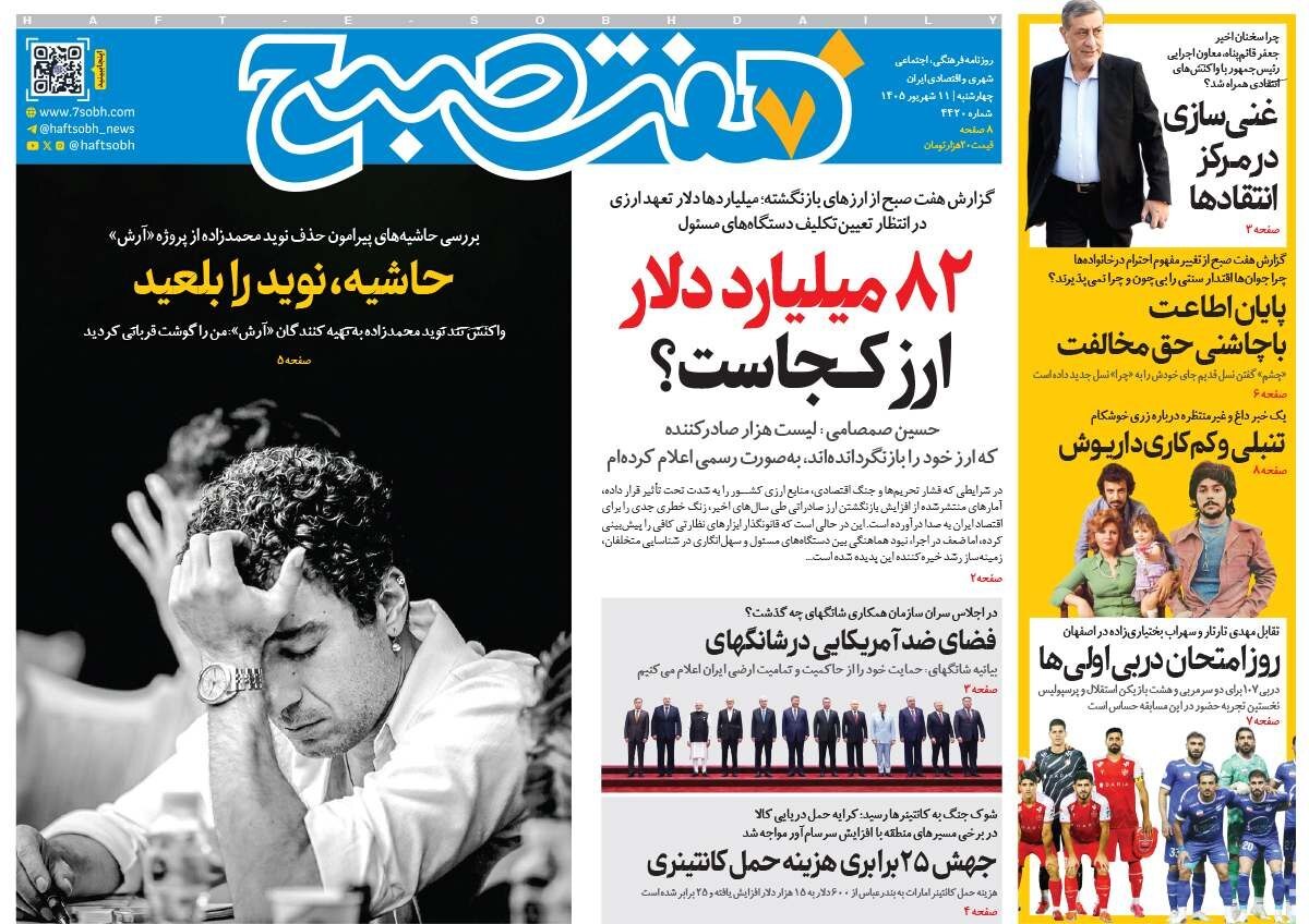 صفحه نخست روزنامهها – چهارشنبه ۱۱ شهریور صفحه نخست روزنامهها – چهارشنبه ۱۱ شهریور