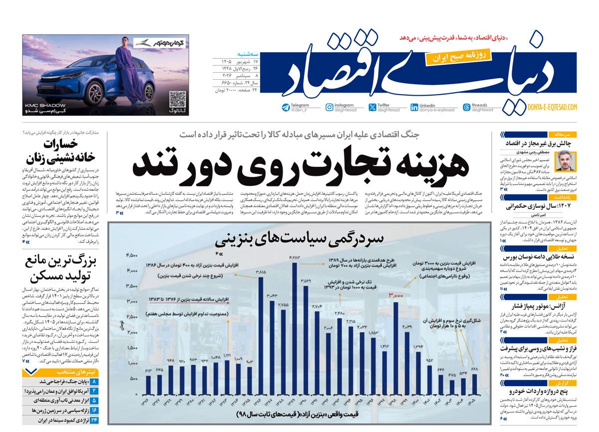 صفحه نخست روزنامه&zwnj;ها &ndash; سه&zwnj;شنبه ۱۷ شهریور