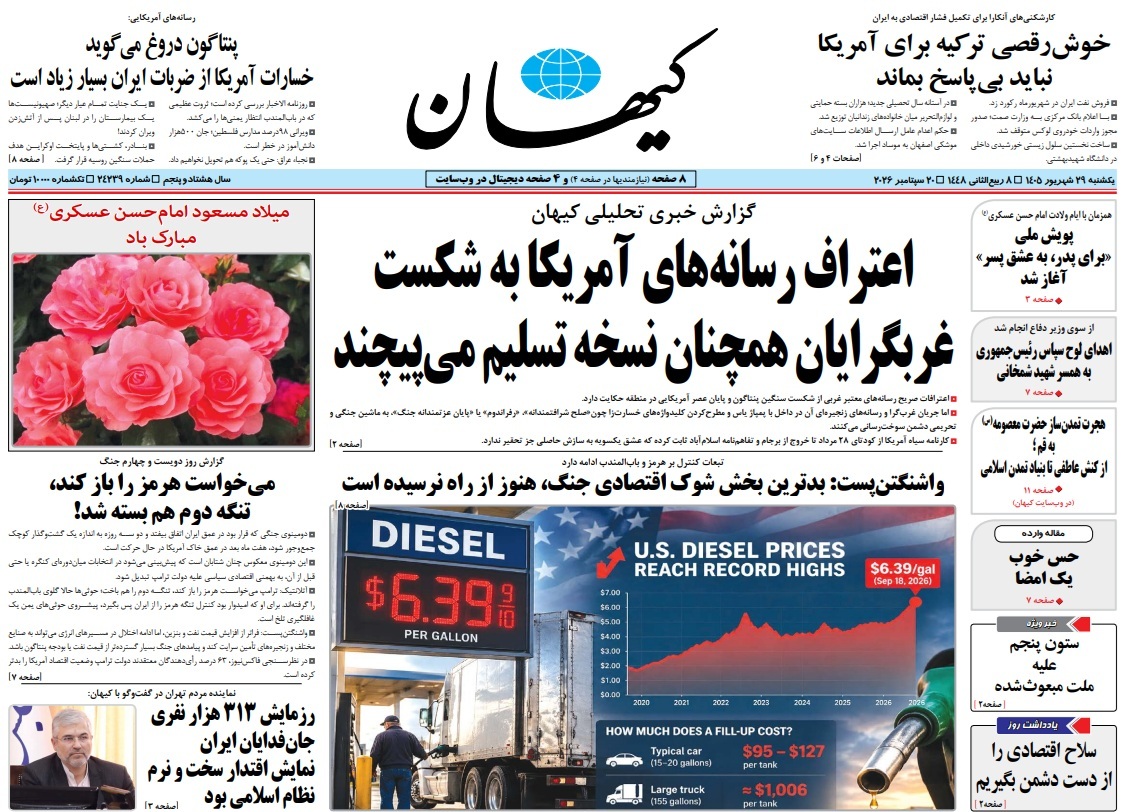 صفحه نخست روزنامهها – یکشنبه ۲۹ شهریور صفحه نخست روزنامهها – یکشنبه ۲۹ شهریور
