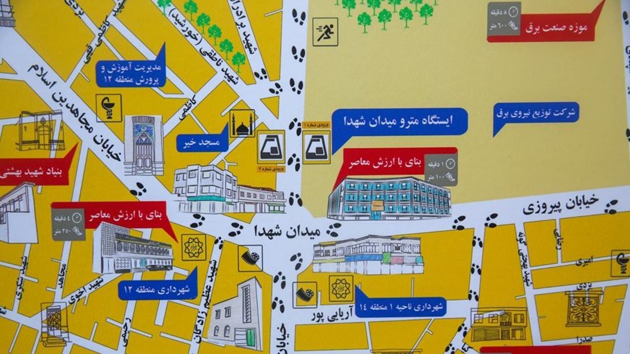 جاذبه‌های گردشگری تهران روی نقشه مترو