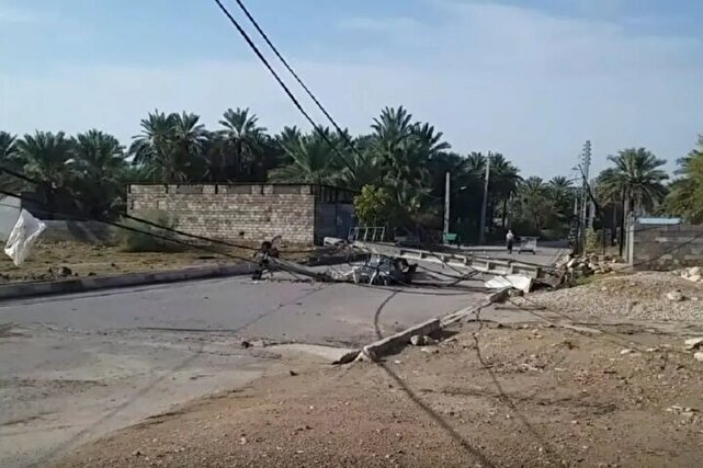 خسارت طوفان به تاسیسات برق هرمزگان برآورد شد