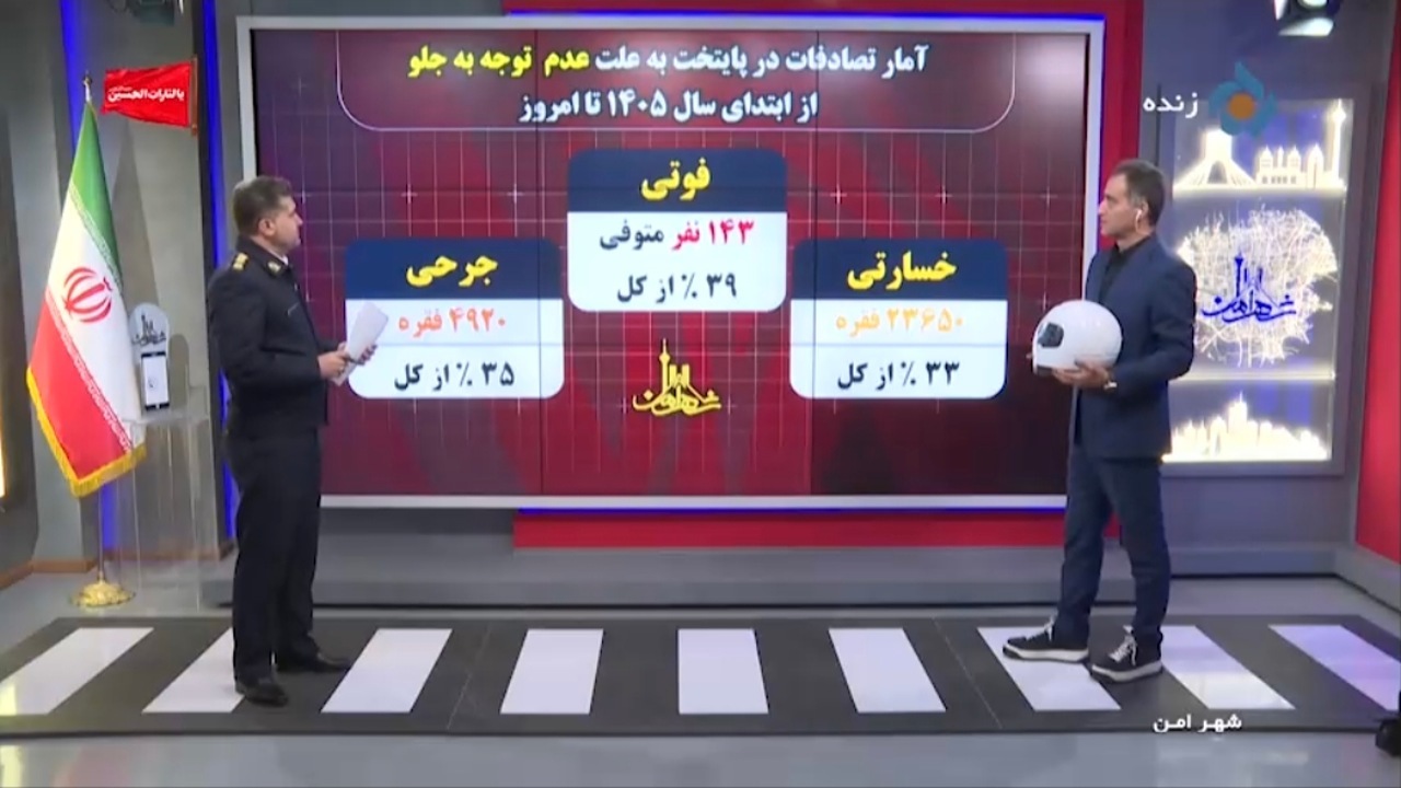 مرگ ۱۴۳ نفر در تصادفات تهران بر اثر بی‌توجهی به جلو + فیلم