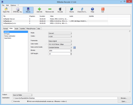 تصاویری از محیط نرم افزار XMedia Recode