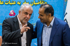 هادی اخلاقی فیض آثار مدیر عامل بانک ملت و سعید اوحدی رییس سازمان حج و زیارت