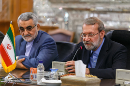 نشست خبری لاریجانی با رئیس مجلس نمایندگان سوریه

