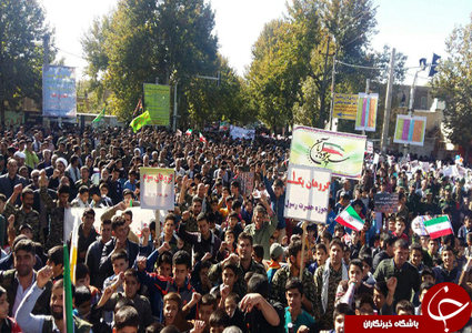 جوانان و نوجوانان انقلابی استان لرستان با حضور در راهپیمایی باشکوه 13 آبان 