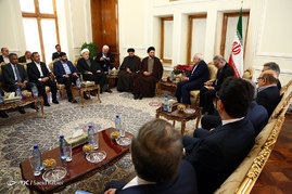 دیدار محمدجواد ظریف وزیر امور خارجه ایران با سیدعمار حکیم رئیس ائتلاف ملی شیعیان عراق و هیئت همراه