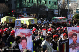 تشییع پیکر 3 شهید مدافع حرم با حضور آتش نشانان - مشهد‎