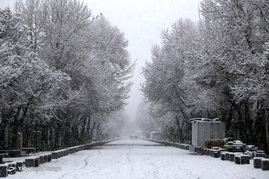بارش برف در همدان
