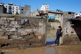 جاری شدن سیل در غزه