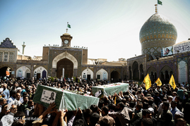 تشییع پیکر سه شهید مدافع حرم تیپ فاطمیون در شهرری
