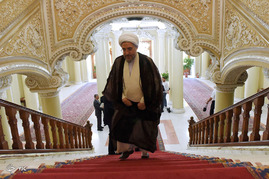 دیدار الله شکور پاشازاده رییس علمای دینی قفقاز از میهمانان مراسم تحلیف رییس جمهور با لاریجانی‎