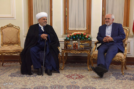 دیدار الله شکور پاشازاده رییس علمای دینی قفقاز از میهمانان مراسم تحلیف رییس جمهور با وزیر امور خارجه‎