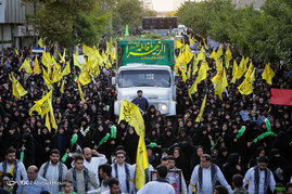 تشییع پیکرهای مطهر 19 شهید گمنام دفاع مقدس و یک شهید مدافع حرم در مشهد