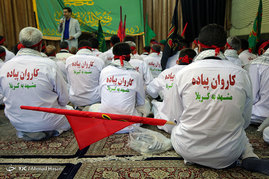 مراسم بدرقه کاروان زائران پیاده از مشهد به کربلا
