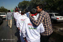 مراسم بدرقه کاروان زائران پیاده از مشهد به کربلا