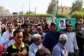 تشییع پیکر شهید روشی، شهید 10 ساله ایرانی در حمله انتحاری داعش در ناصریه عراق - رودان