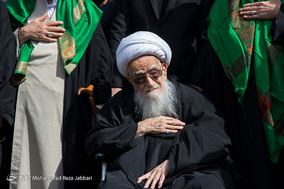 دسته عزاداری شهادت حضرت زهرا سلام الله علیها با حضور مراجع تقلید - قم