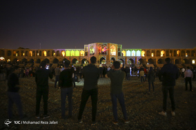 نور پردازی سه بعدی بر روی پل خواجو اصفهان
