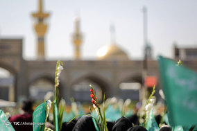 گلباران حرم مطهر رضوی در روز ولادت حضرت معصومه (سلام الله علیها)