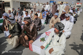 ورود پیکر مطهر ۷۵ شهید دفاع مقدس از مرز شلمچه