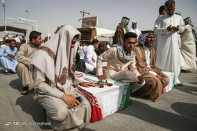 ورود پیکر مطهر ۷۵ شهید دفاع مقدس از مرز شلمچه